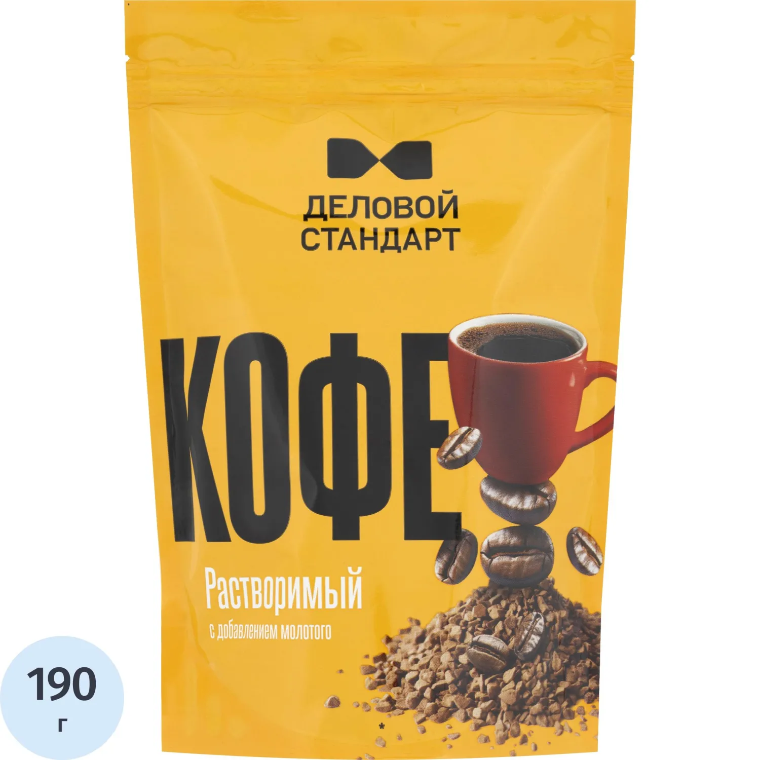 Кофе Деловой стандарт  растворимый молотый дой-пак, 190г, 2111569К