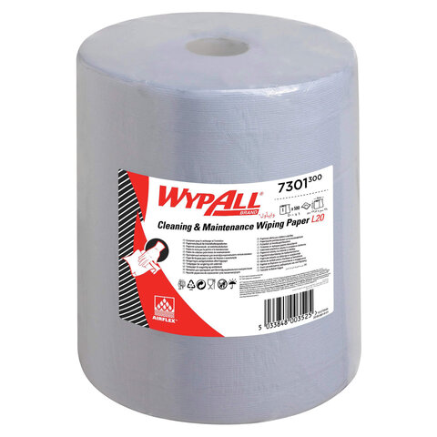 Бумага протирочная KIMBERLY-CLARK Wypall L20, 500 листов в рулоне, 33х38 см, 2-слойная, голубая, 7301