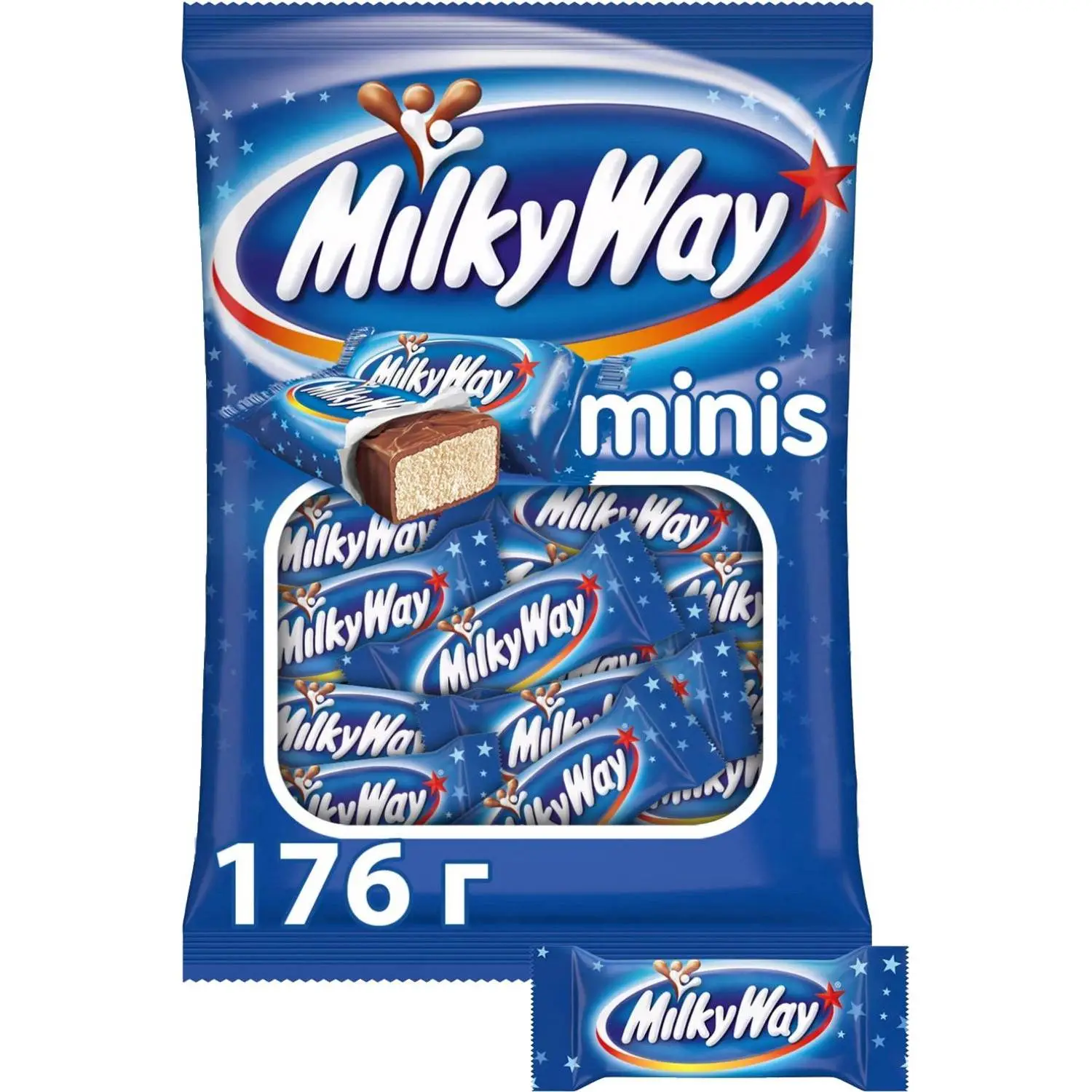 Шоколадный батончик Milky Way Minis, пакет, 176г, 504600К