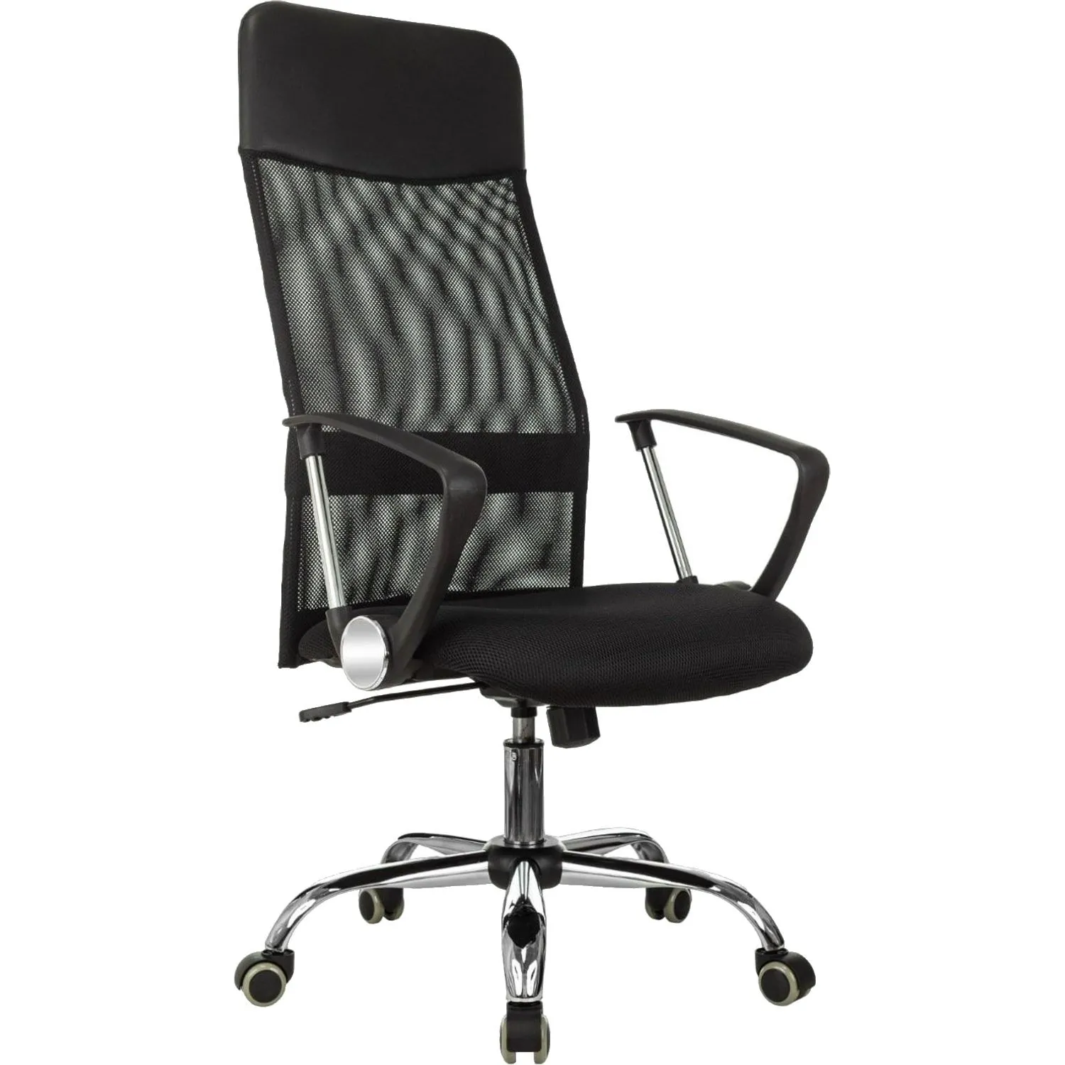Кресло VB_EChair-508 TTW сетка/ткань/кожзам  черный хром, 1909689К