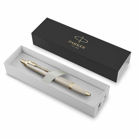 Ручка шариковая PARKER "IM Professionals Monochrome Champagne", корпус шампань, сталь, синяя, 2172956
