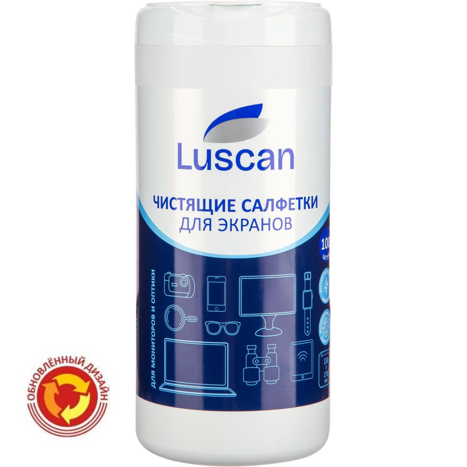 Салфетки д/экранов Luscan, туба, а/бакт, 100шт, 13х17, 380973К