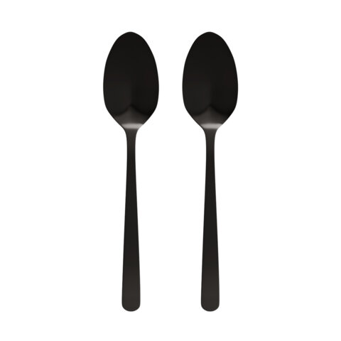 Ложки чайные BLACK, НАБОР 2 шт, на подвесе, нержавеющая сталь, черные, WEGLA (ВЕГЛА), 702274