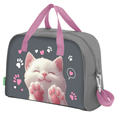 Сумка для занятий BRAUBERG KIDS с ручками, с плечевым ремнем, подкладка, 35x25x15 см, "Purr cat", 274629