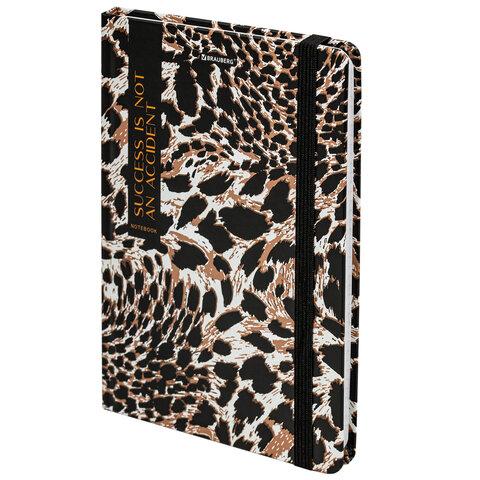 Блокнот с резинкой в клетку 96 л., А5, 145х203 мм, твердая обложка, BRAUBERG," Leopard", 115535