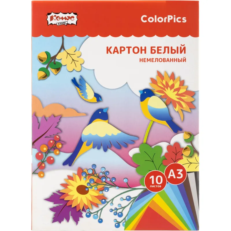 Картон белый Комус Класс ColorPics 10л А3 немелован.папка, 1956368К
