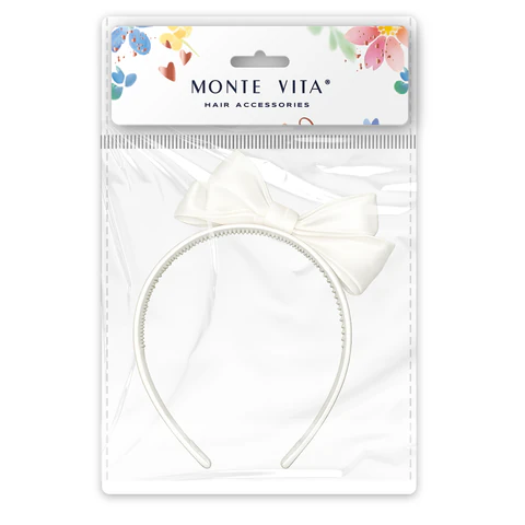 Ободок для волос с бантиком, ширина 1 см, белый, MONTE VITA (МОНТЕ ВИТА), 457940