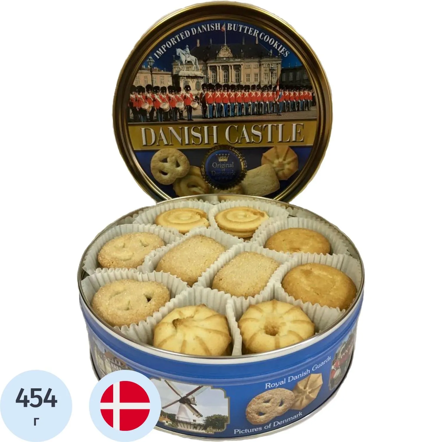 Печенье сдобное Bisquini Замки Дании ж/б, 454г, 721446К