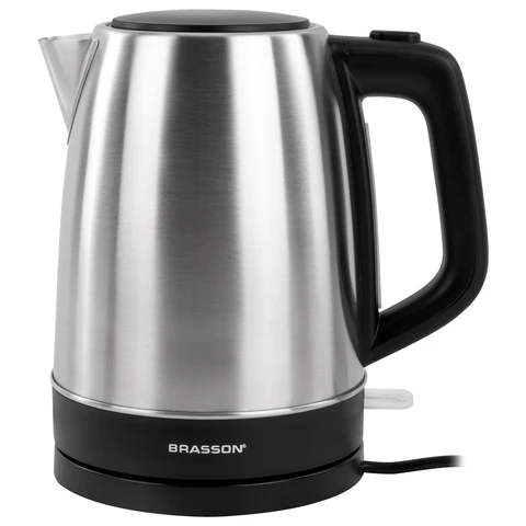 Чайник BRASSON (БРАССОН) KT-040, 1,7 л, 2200 Вт, индикатор уровня воды, сталь, черный, 455192