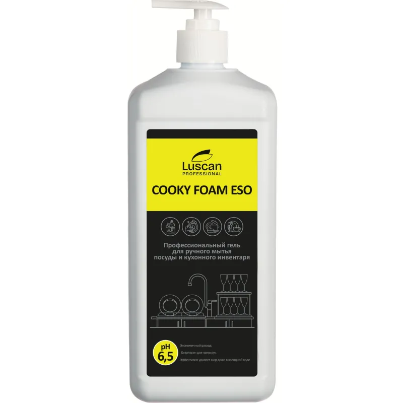 Профхим д/посуды гель д/ручного мытья Luscan Prof/Cooky Foam Eso, 1л, 2073519К