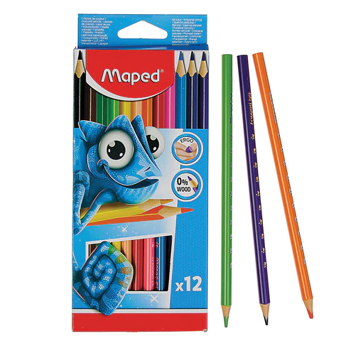 Карандаши цветные MAPED (Франция) "Pulse", 12 цветов, трехгранные, 862702