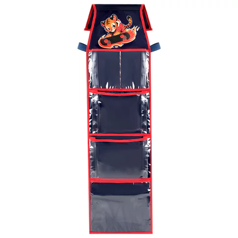 Кармашки-органайзер в шкафчик для детского сада BRAUBERG KIDS, крепление на липучке, наклейки-подсказки, 24х88 см, "Tiger", 273285