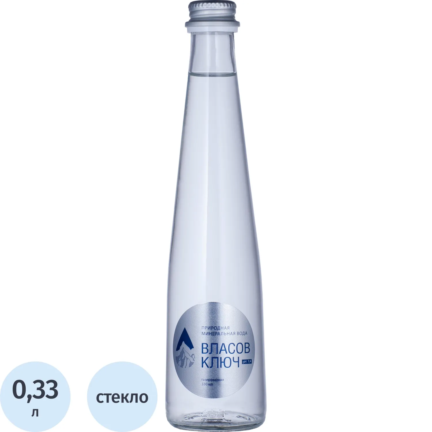 Вода минеральная Власов ключ природ стол пит газ стекло 0,33л ЧЛБ ПРМ КЗН, 2459343К