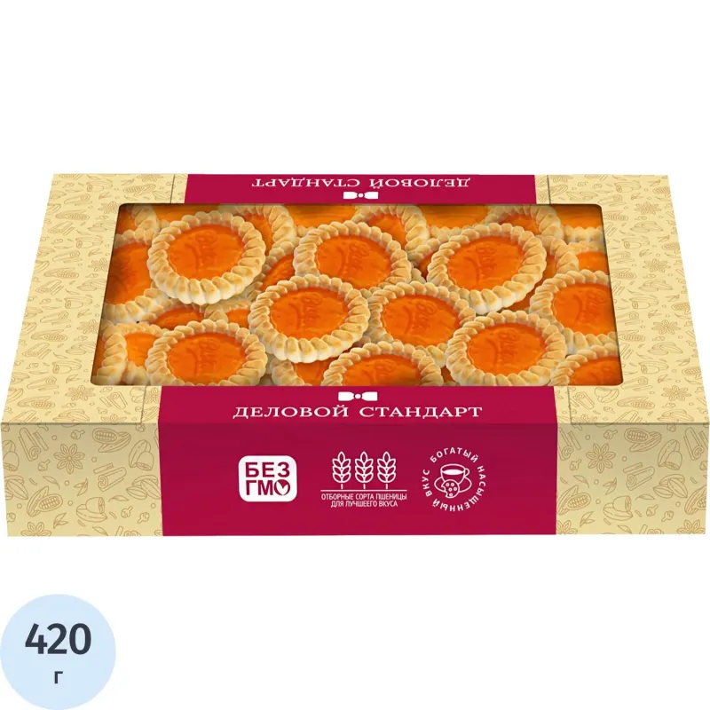Печенье сдобное Деловой Стандарт с апельсиновым мармеладом, 420г, 1659347К