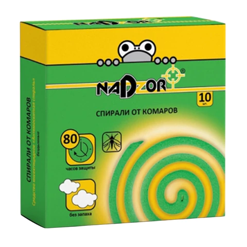 Спирали от комаров бездымные 10 шт., NADZOR, 22664