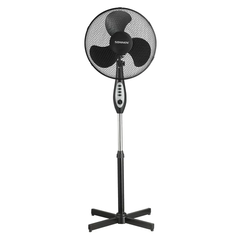 Вентилятор напольный SONNEN FS40-A55, d=40 см, 45 Вт, 3 скоростных режима, таймер, черный, 451035