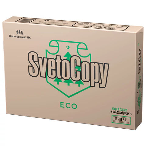 Бумага офисная А4, 80 г/м2, 500 л., SVETOCOPY ECO, белизна 60%, Россия