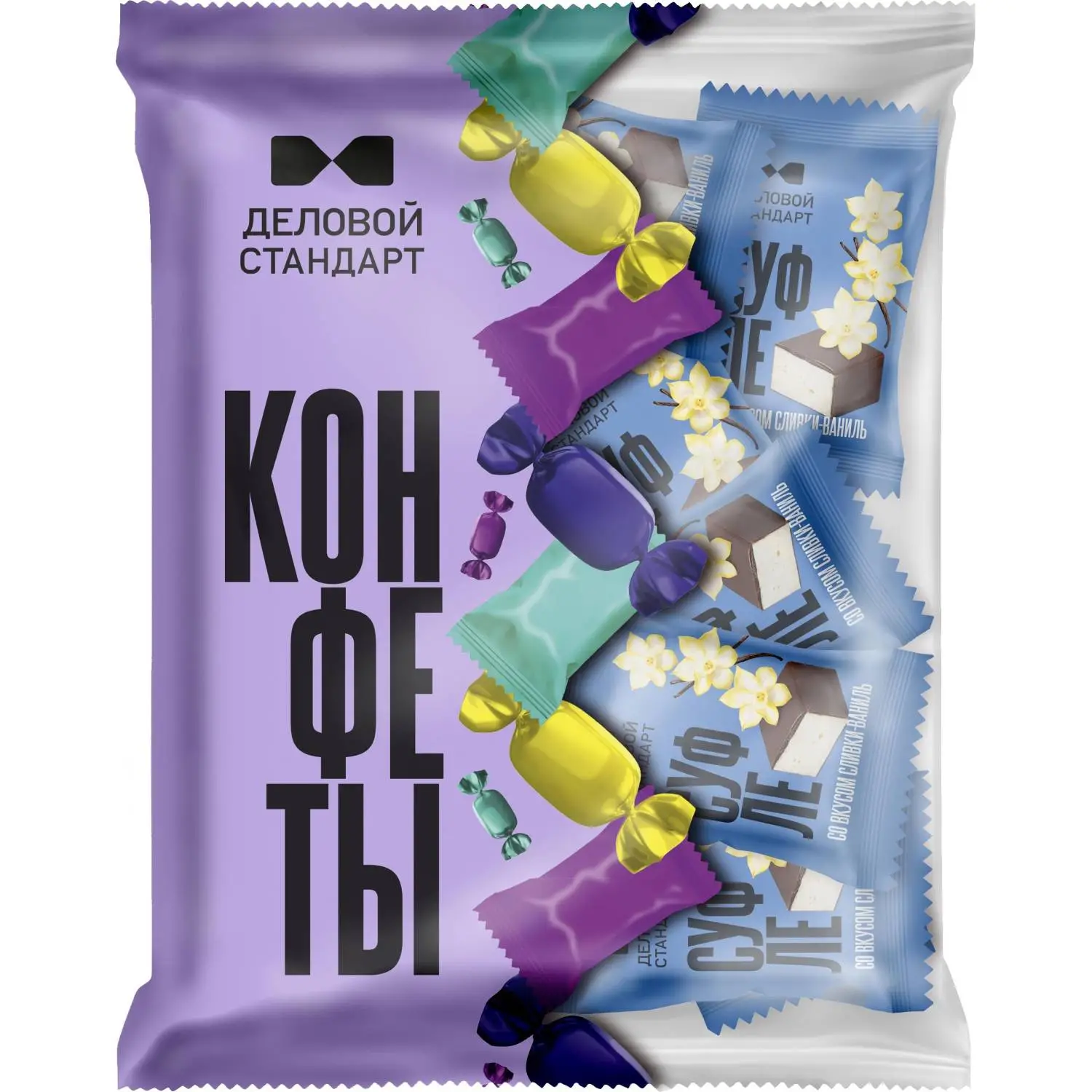 Конфеты глазированные Деловой Стандарт суфле со вкусом сливки-ваниль, 500г, 2223397К