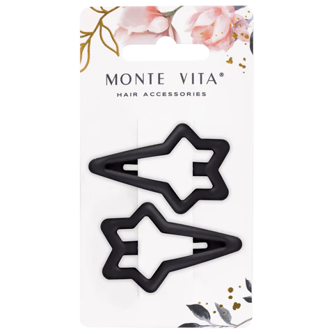Заколки для волос НАБОР 2 шт., 5,5 см, клик-клак, soft touch, чёрный, MONTE VITA (МОНТЕ ВИТА), 457081