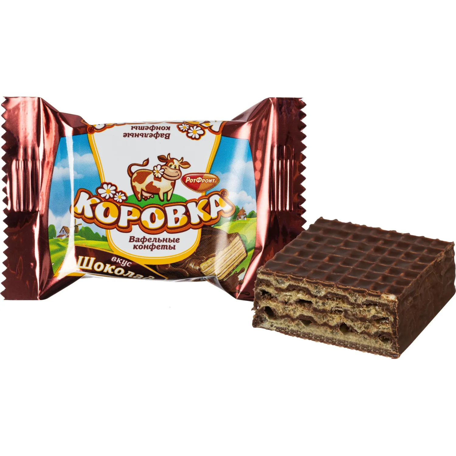 Конфеты шоколадные вафельные Коровка вкус шоколад, 2 кг, 1471085К