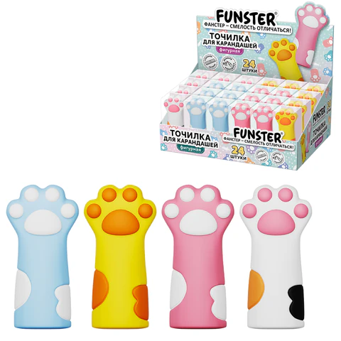 Точилка фигурная FUNSTER (ФАНСТЕР) "Лапка 2", 1 отверстие, ассорти, 274057
