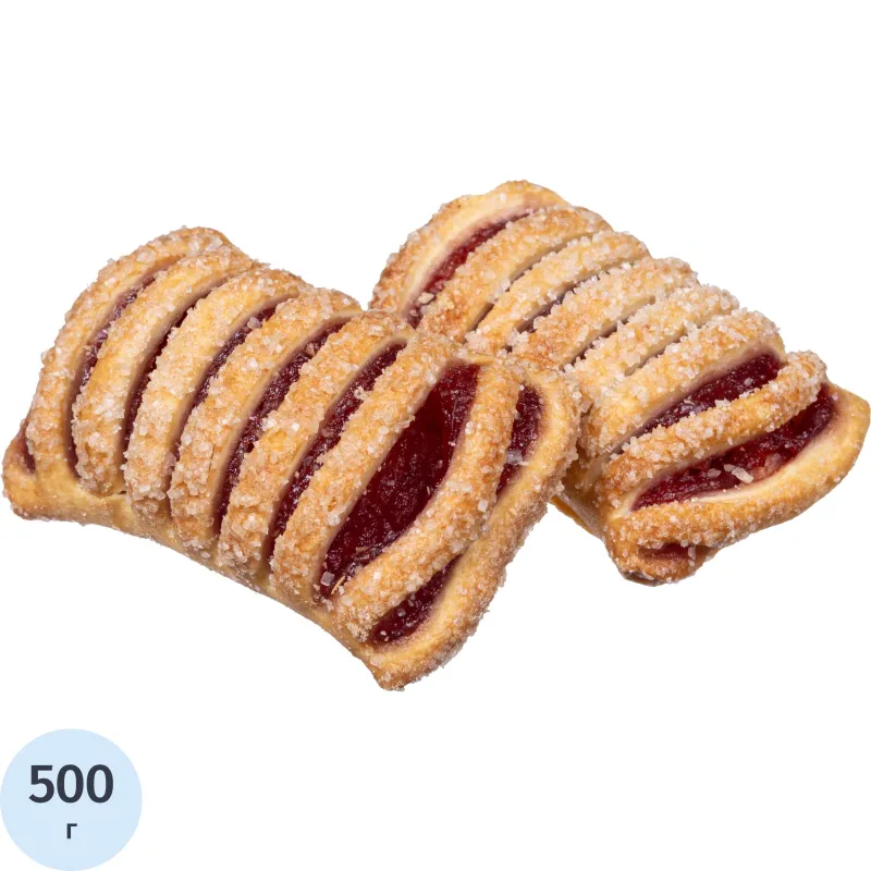 Печенье Полет слоеный десерт штрудлики с малиной, 500г, 876100К