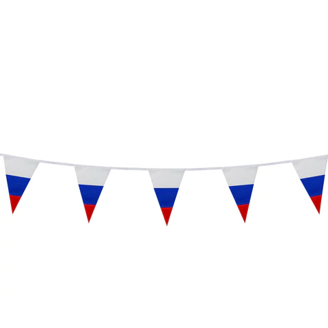 Гирлянда из флагов России, длина 5 м, 10 треугольных флажков 20х30 см, BRAUBERG/STAFF, 550186