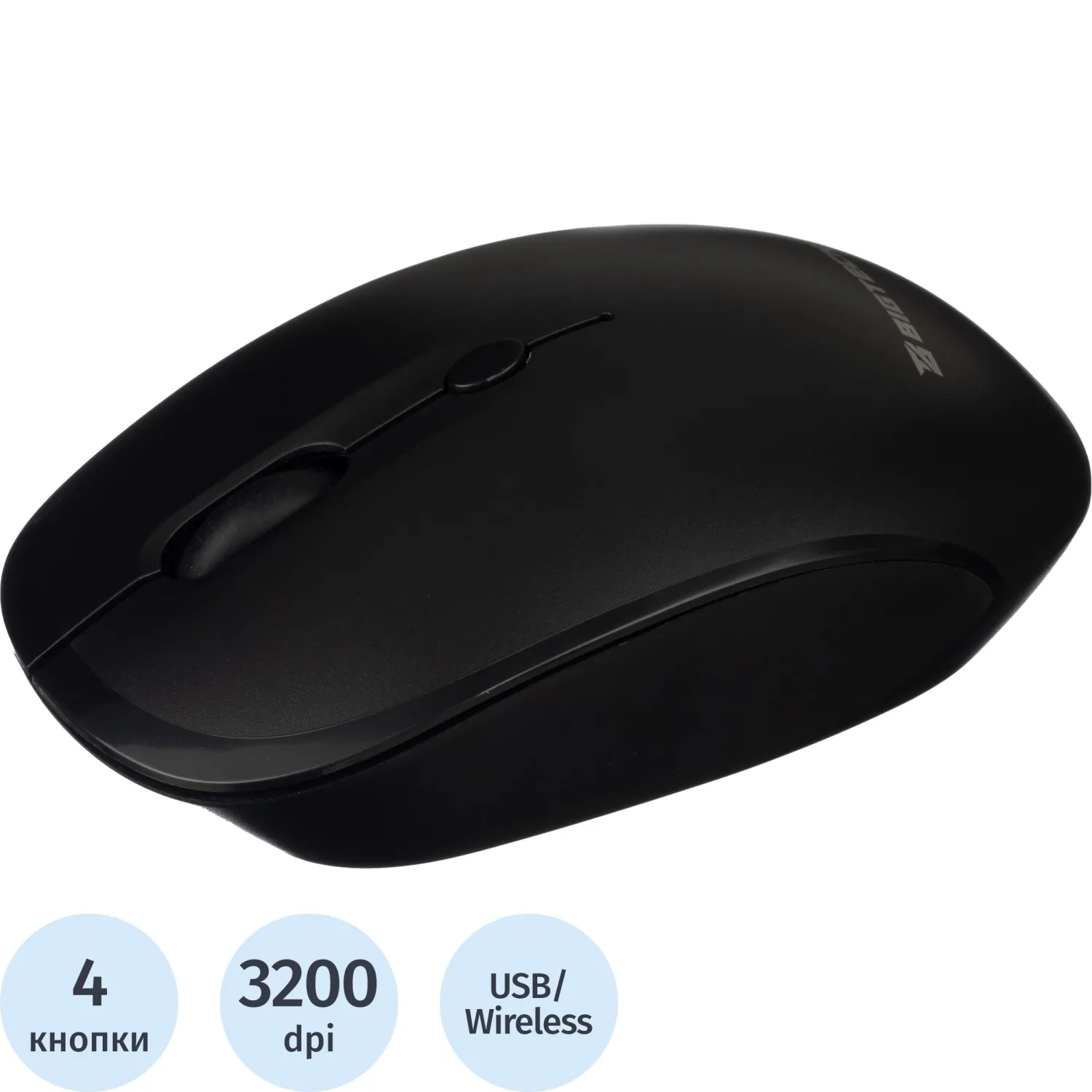 Мышь компьютерная черная, 1200-3200DPi, 2.4Ггц BT-JWM-002/E-WM005, 1637465К