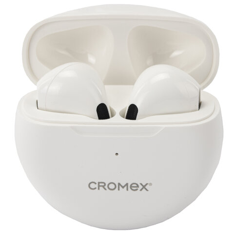 Наушники беспроводные TWS вкладыши с микрофоном CROMEX (КРОМЕКС) EP-T28W, Bluetooth 5.4, белые, 514121