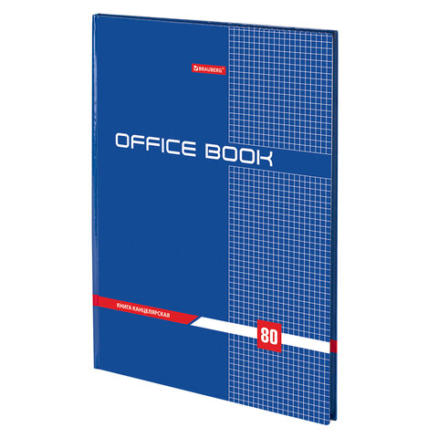 Книга канцелярская 80 л., клетка, твердая, глянцевая, блок офсет, А4 215х295 мм, BRAUBERG, 130065