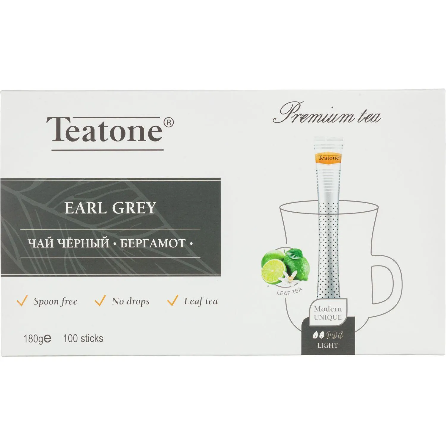 Чай Аромат бергамота TEATONE черный в металл.стике, 100шт/уп. 198, 1291420К