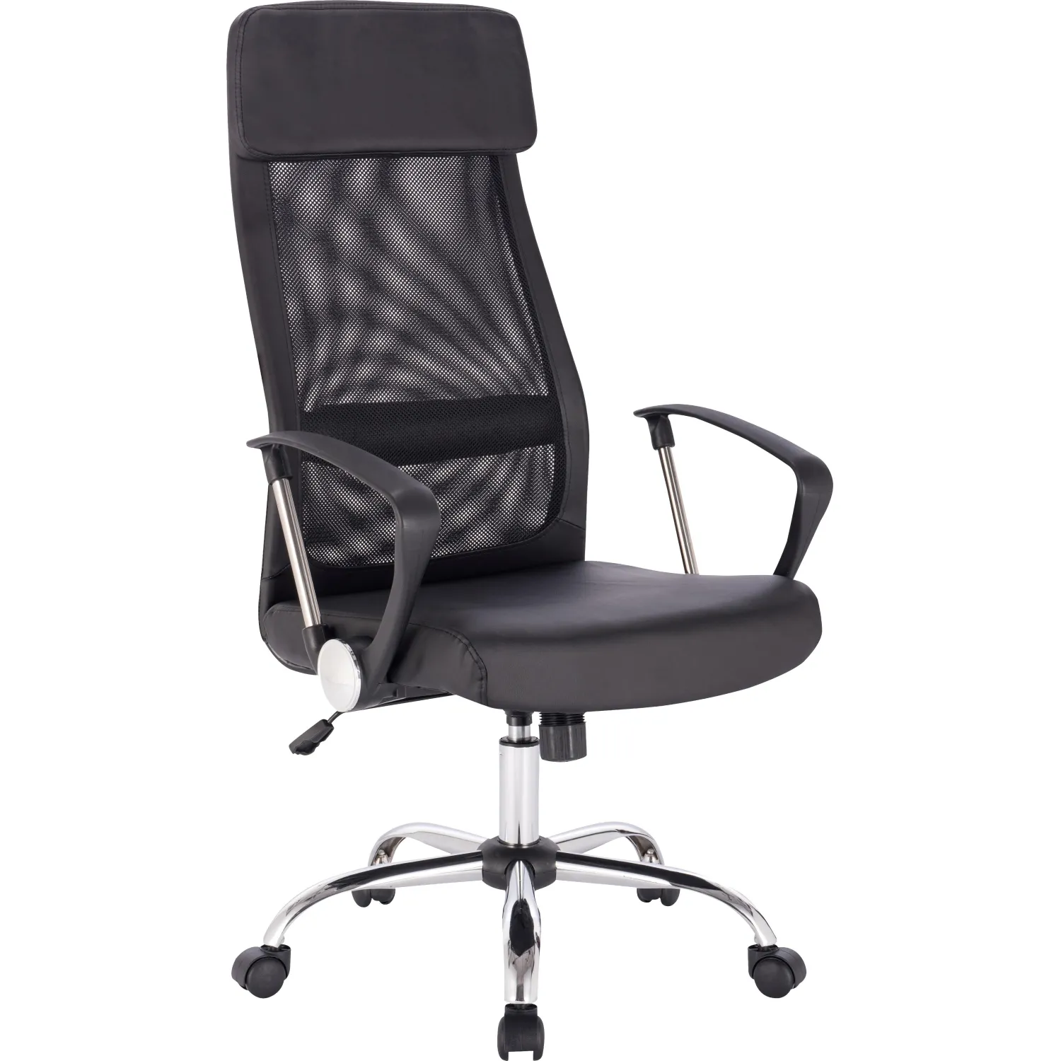 Кресло BN_Sp_EChair-589 TPU сетка/кожзам черный, хром, 1114743К