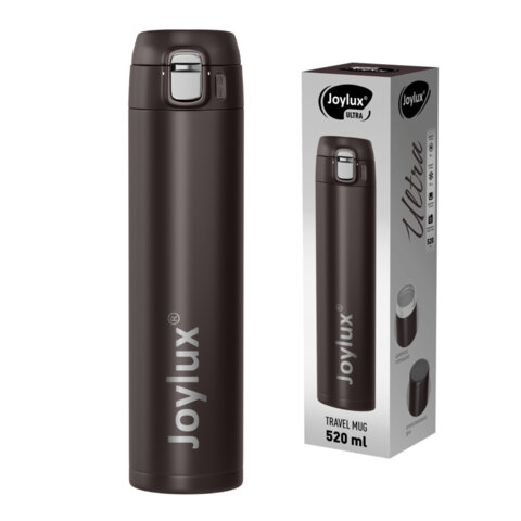 Термокружка 520 мл JOYLUX (ДЖОЙЛЮКС) ULTRA BROWN, нержавеющая сталь SUS304, коричневый матовый, 700279
