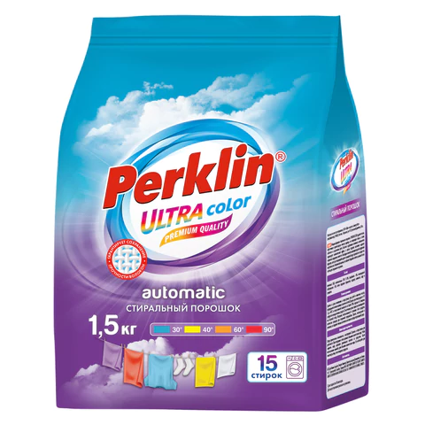 Стиральный порошок автомат 1,5 кг PERKLIN (ПЕРКЛИН) ULTRA "Color", УЛУЧШЕННАЯ ФОРМУЛА, универсальный, 700605