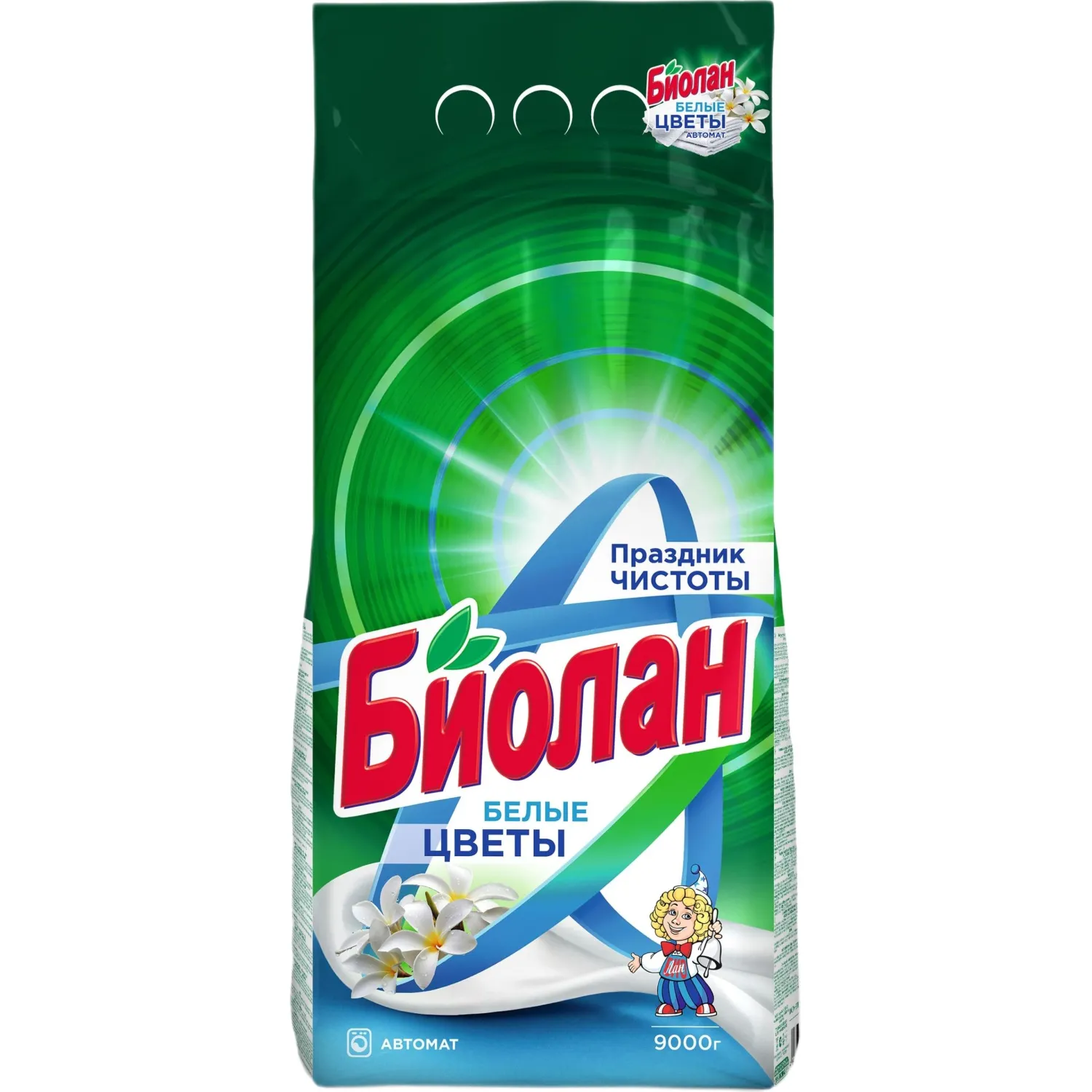Порошок стиральный СМС Биолан Белые цветы Автомат 9000гр, 1560818К