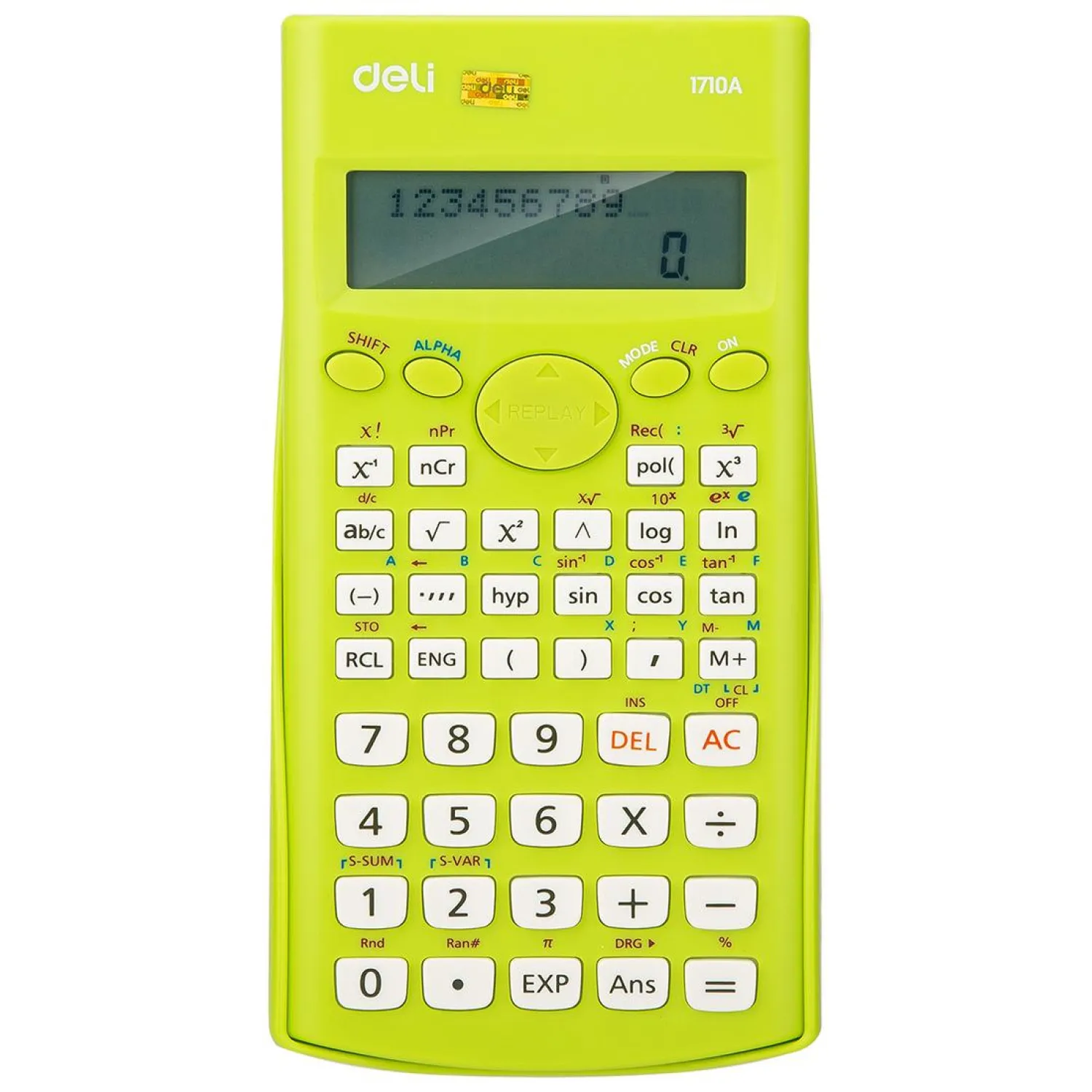 Калькулятор научный (ЕГЭ) Deli E1710A,10-р,2 стр,240 ф.,бат.,162х84мм,зел, 1407145К