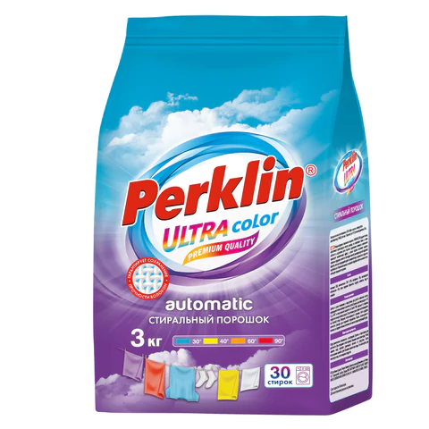 Стиральный порошок автомат 3 кг PERKLIN (ПЕРКЛИН) ULTRA "Color", УЛУЧШЕННАЯ ФОРМУЛА, универсальный, 700606