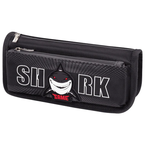 Пенал мягкий BRAUBERG, 2 отделения, полиэстер, "Shark", черный, 21х6х9 см, 270271