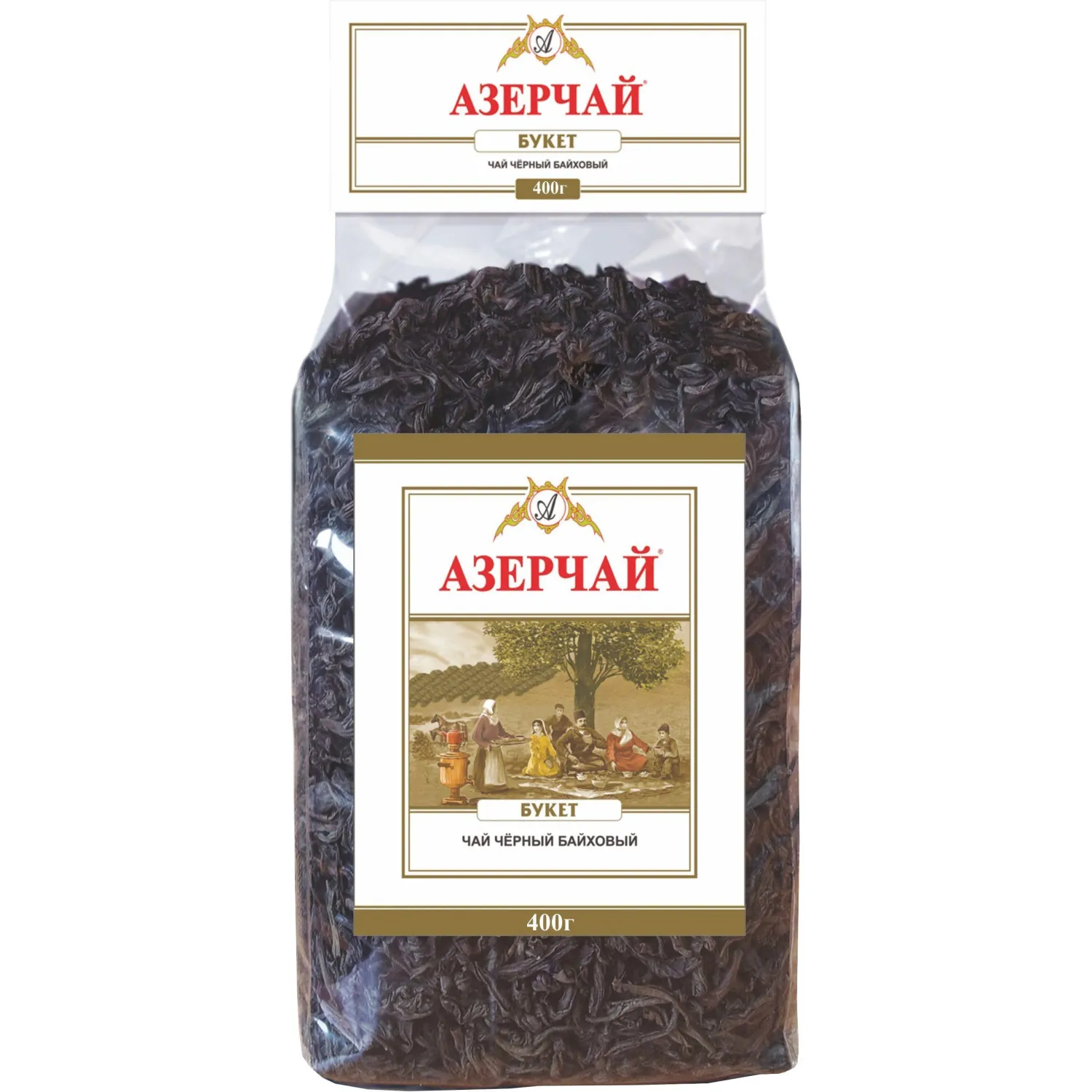 Чай Азерчай БУКЕТ черный крупнолистовой прозрачная упаковка, 400г 413002, 1245678К