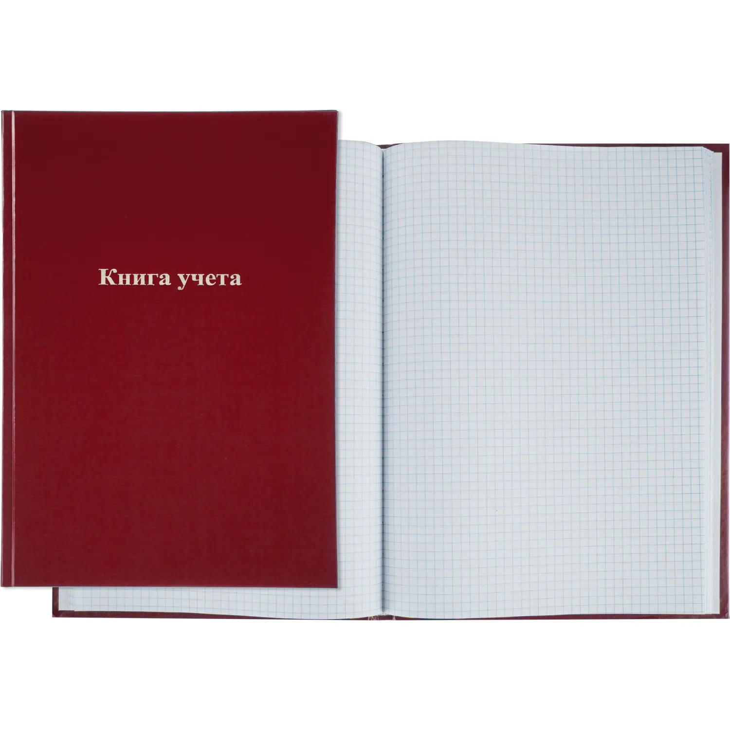 Книга учета Attache А4 96л в клетку блок офсет, бумвинил бордовый, 1743626К
