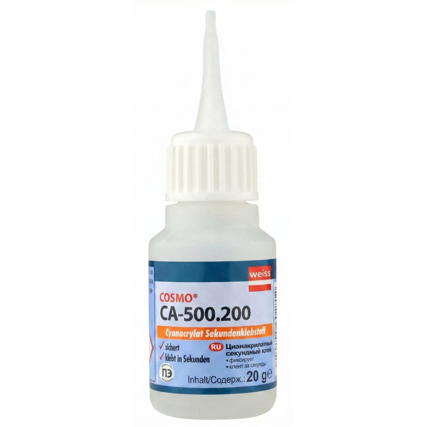 Клей цианоакрилатный секундный 20г COSMOCA-500.200(COSMOFEN CA 12), 652887К