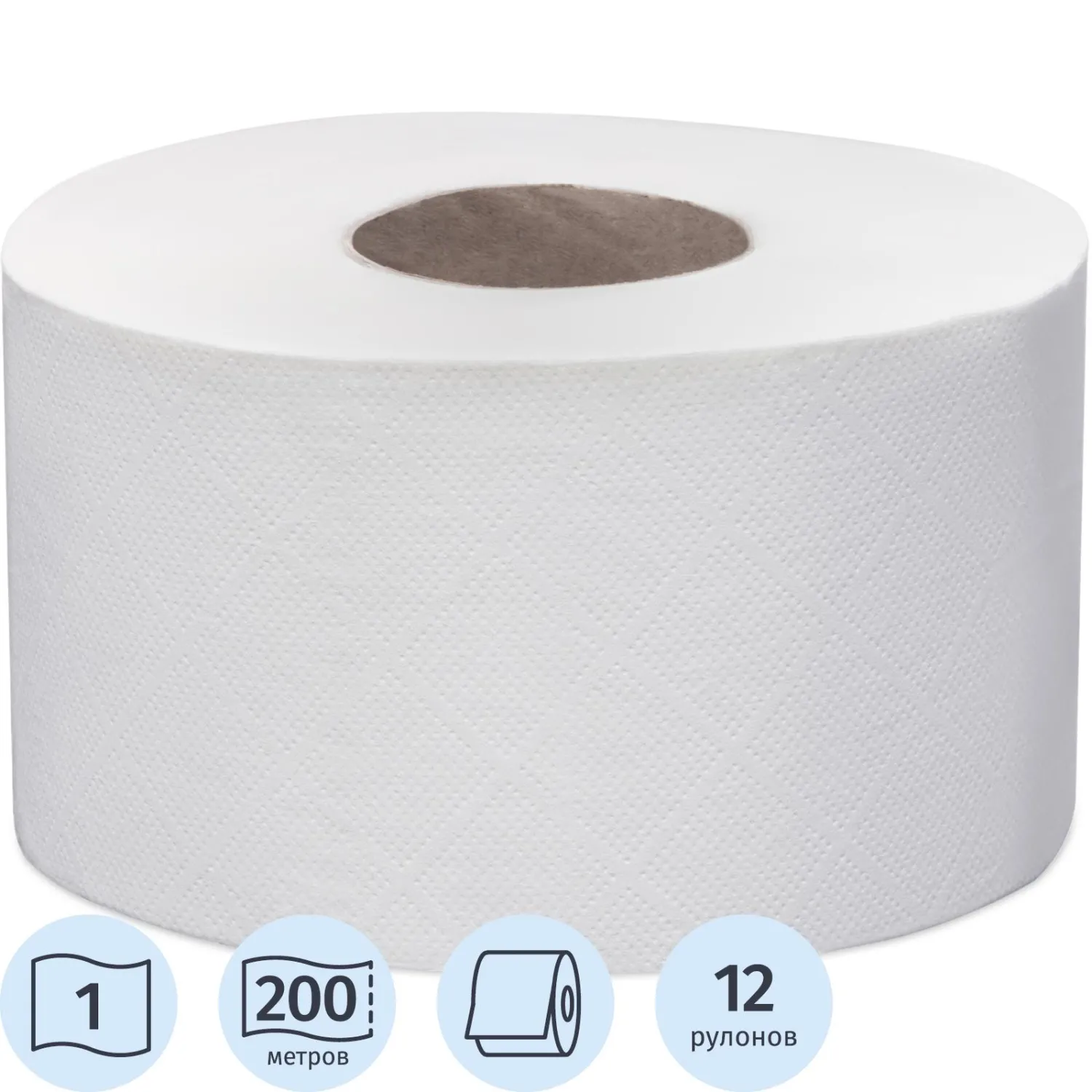 Бумага туалетная д/дисп FocusEcoJumbo 1сл 200м12рул/уп_5050784/50202454_ЧЛБ, 1562283К