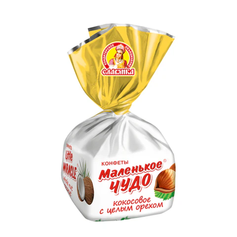 Конфеты СЛАВЯНКА "Маленькое чудо", с кокосовым вкусом и цельным орехом, 1000 г, 12205