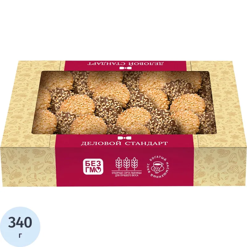 Печенье сдобное Деловой Стандарт Печенье с фундуком и шоколадом, 340г, 1659340К