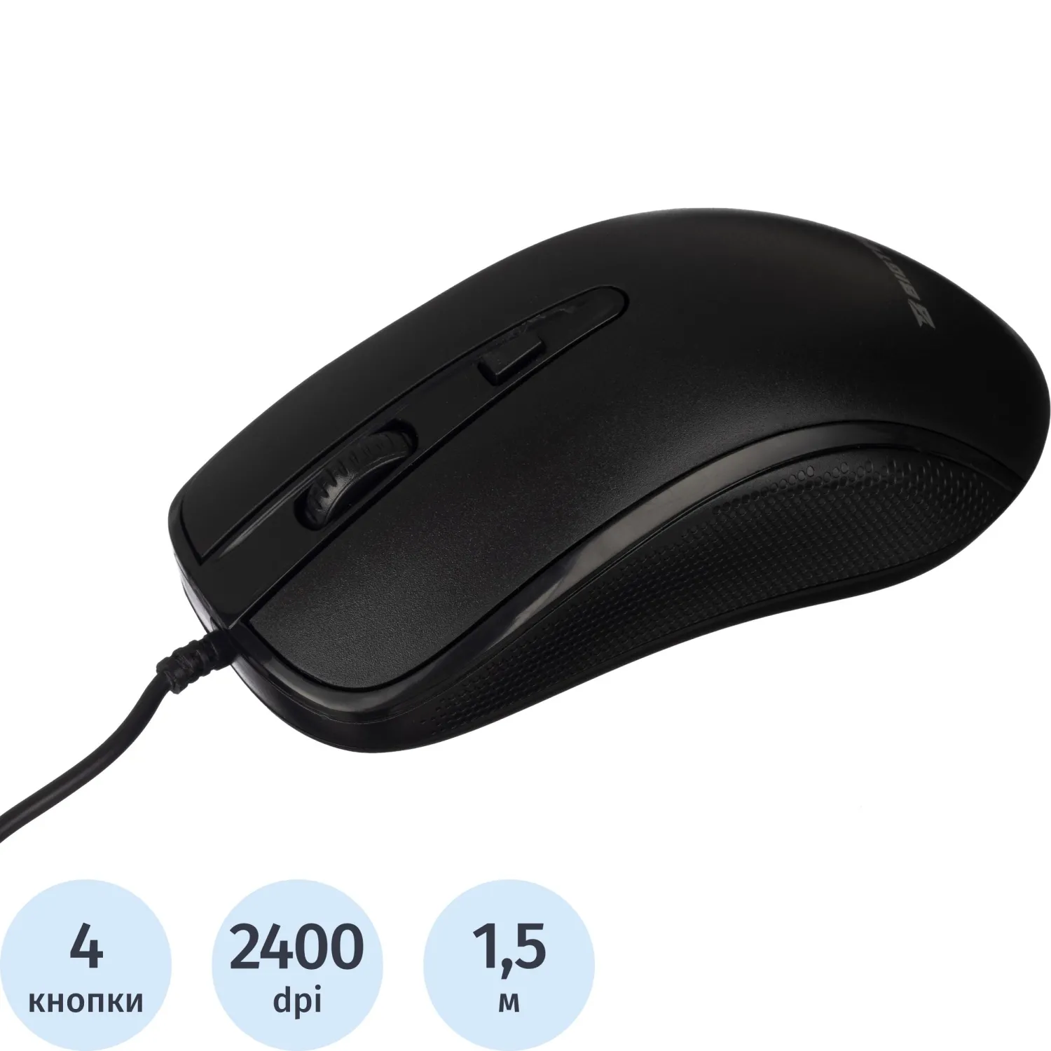 Мышь компьютерная черная, USB 800-2400DPi, 121,5x64x39мм BT-JM-001/E-M002A, 1637454К