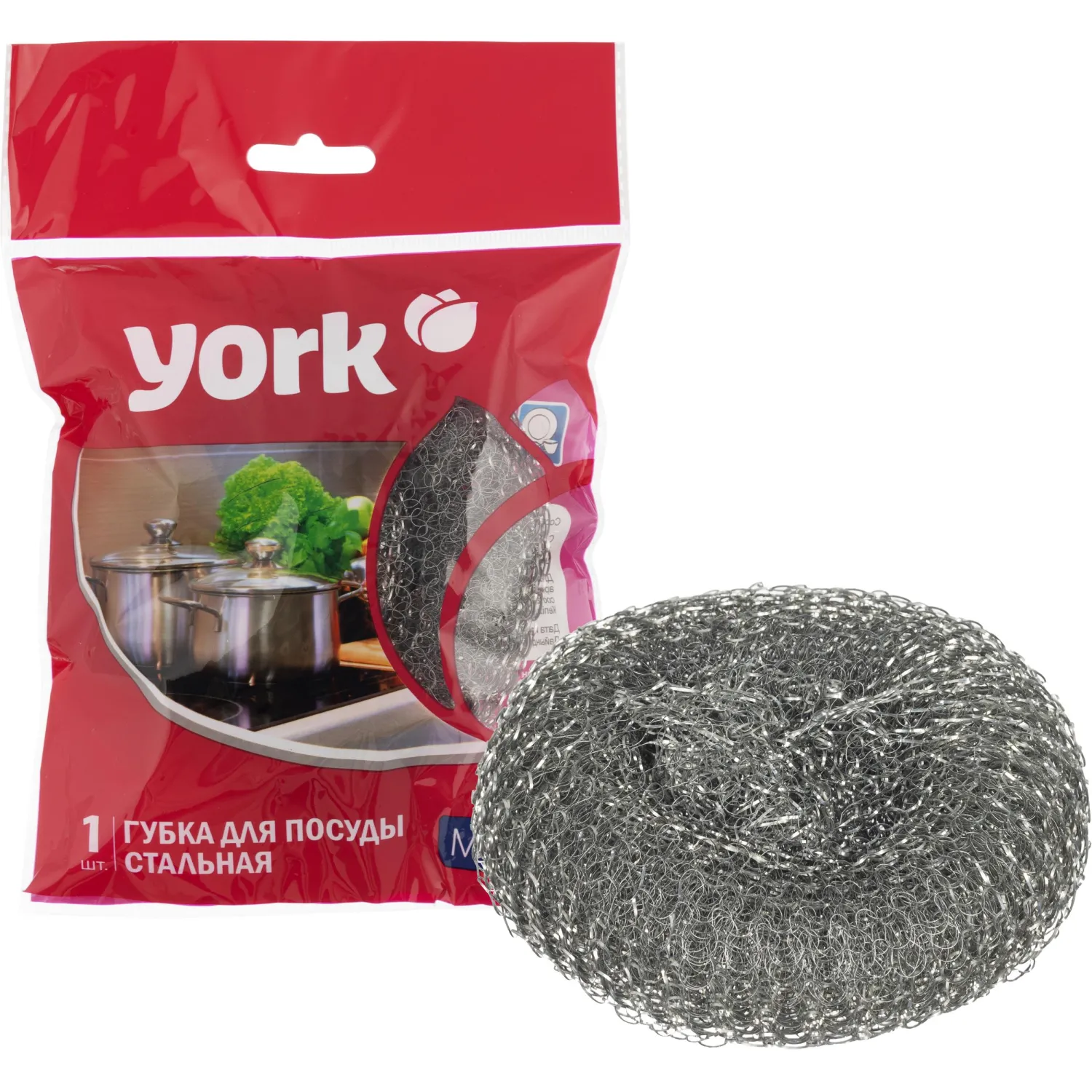 Губка-мочалка YORK из нерж.стали Мега 1шт/уп, 739696К