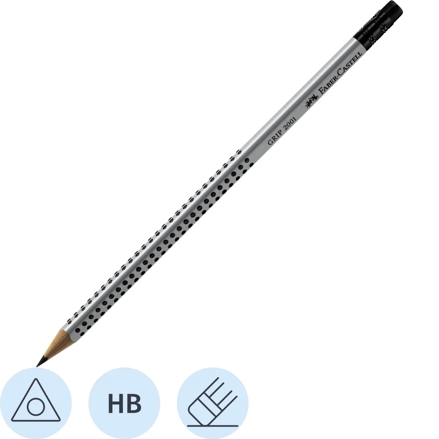 Карандаш чернографитный Faber-Castell GRIP 2001, НВ, с ласт /117200, 392883К