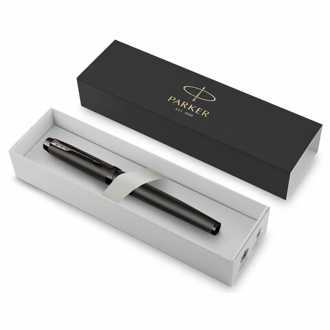 Ручка перьевая PARKER "IM Professionals Monochrome Titanium", темно-серый лак, сталь, синяя, 2172959
