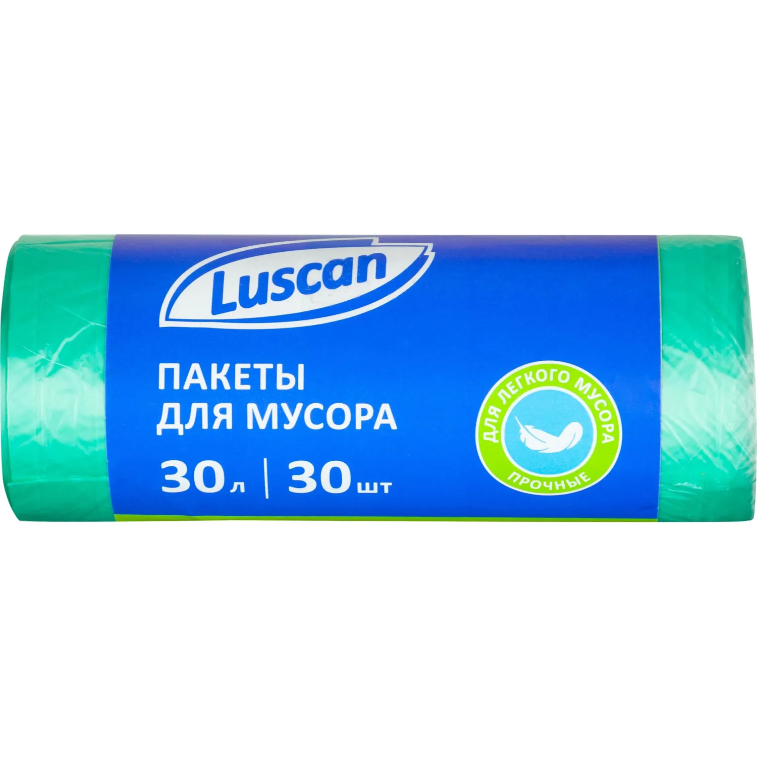 Мешки для мусора ПНД 30л 10мкм 30 шт/рул зеленые 50x60см Luscan, 1557731К