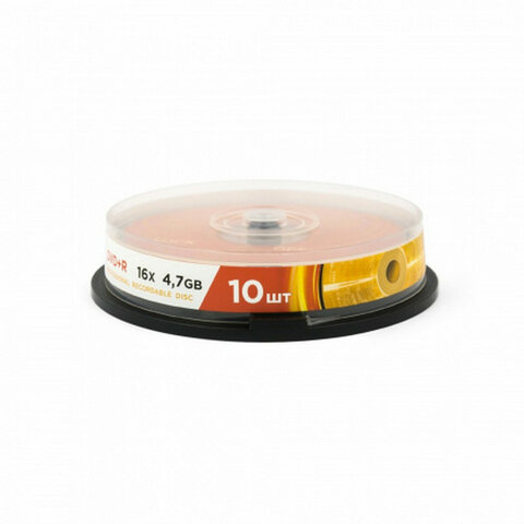 Диск DVD+R (плюс) MIREX, 4,7 Гб, 16x, Cake Box (упаковка на шпиле), КОМПЛЕКТ 10 шт., UL130013A1L